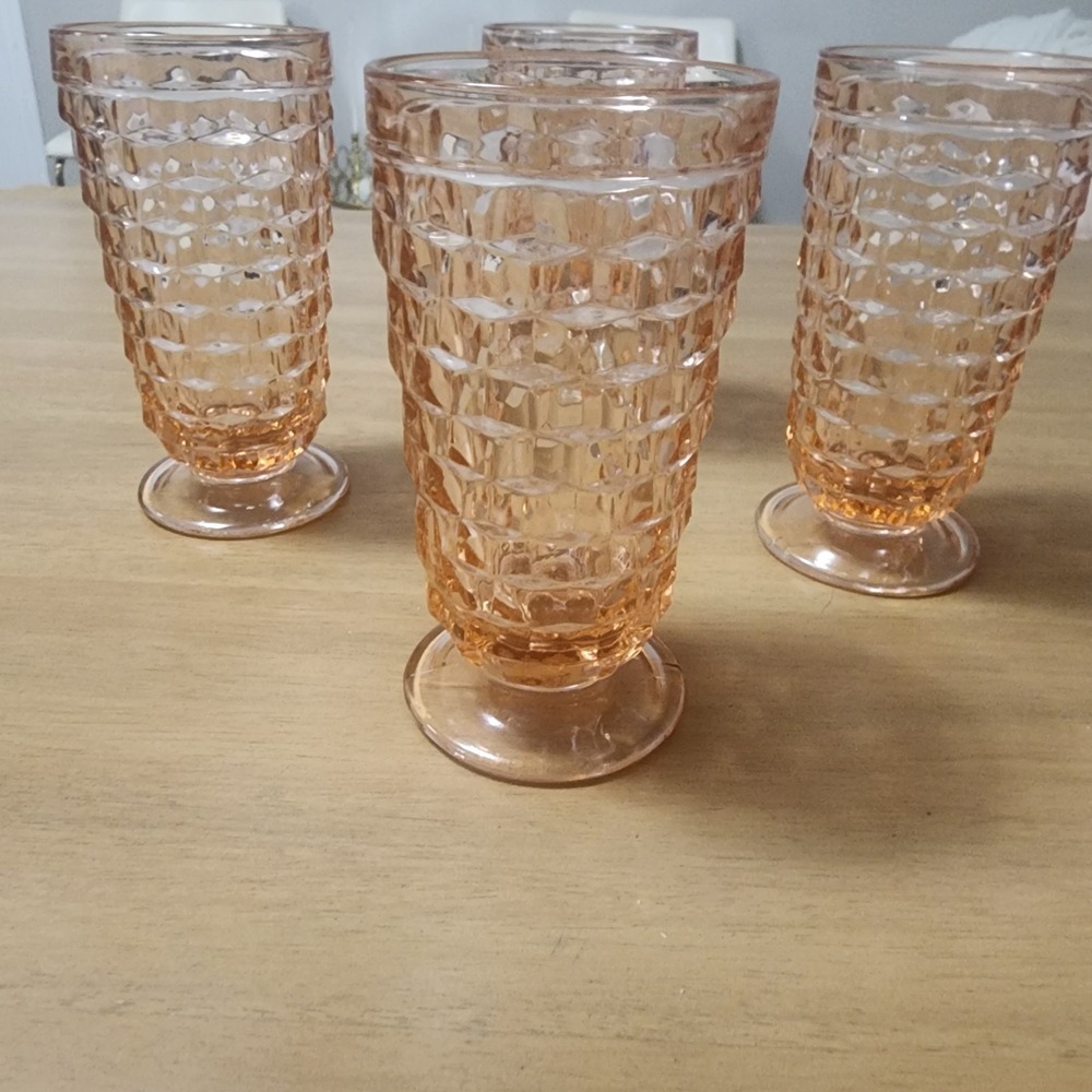 Colony Whitehall Peach Iced Tea Vintage Pink Cubist Tumbler Set Of 4 - Picture 2 of 8